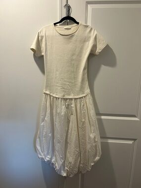 Zara Cream Short-Sleeve Bubble Hem Dress